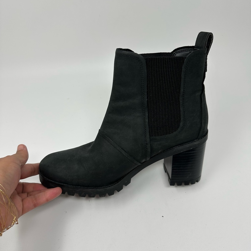 UGG Hazel Ankle Boots Stacked Block Heel Booties Waterproof Black Suede Sz 9 - Picture 10 of 16